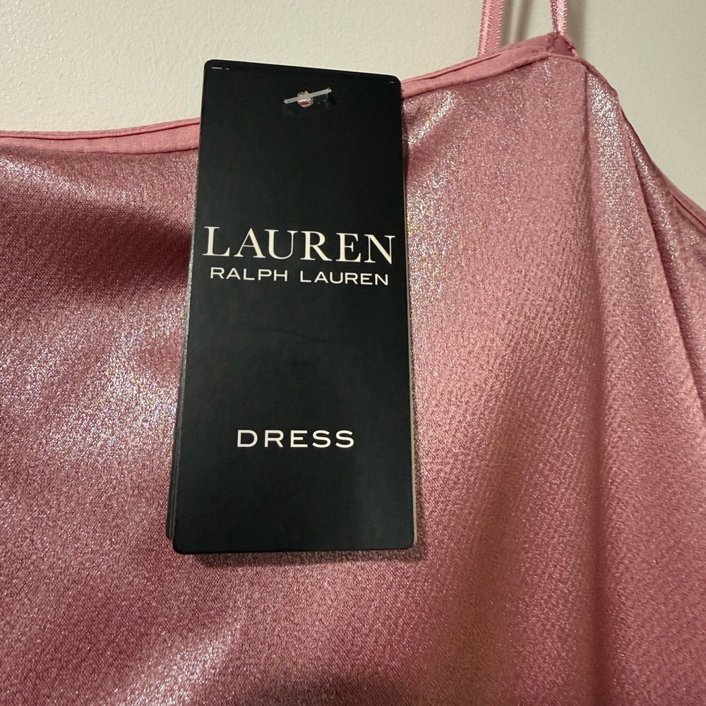 Lauren Ralph Lauren Foiled Charmeuse Strapless Gown in a soft pink hue. - Picture 4 of 6